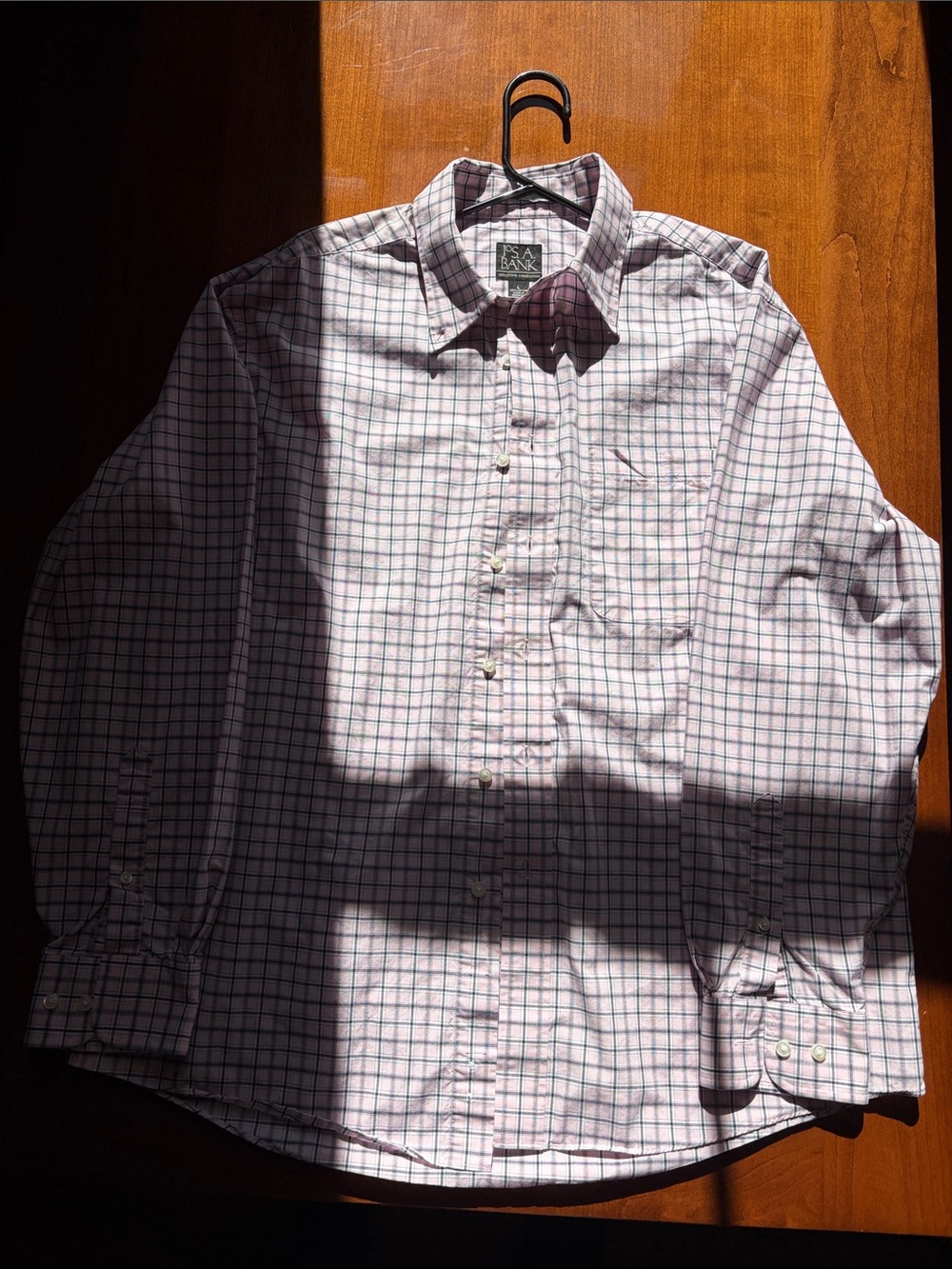 Jos. A. Bank Pink and Blue Check Dress Shirt. Large.